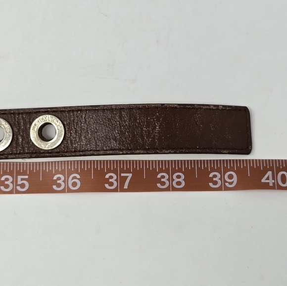 MICHAEL KORS BROWN LEATHER BELT GOLD TONE BUCKLE BELT HOLES WOMEN MEDIUM CLASSIC - Picture 12 of 16
